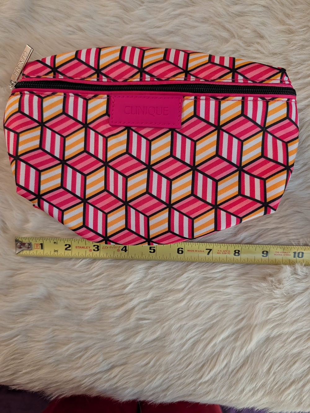 Clinique Hot Pink & Orange Geometric Cosmetic Pouch